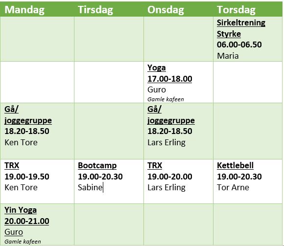Timeplan fra okt 2019 Timeplan fra okt 2019