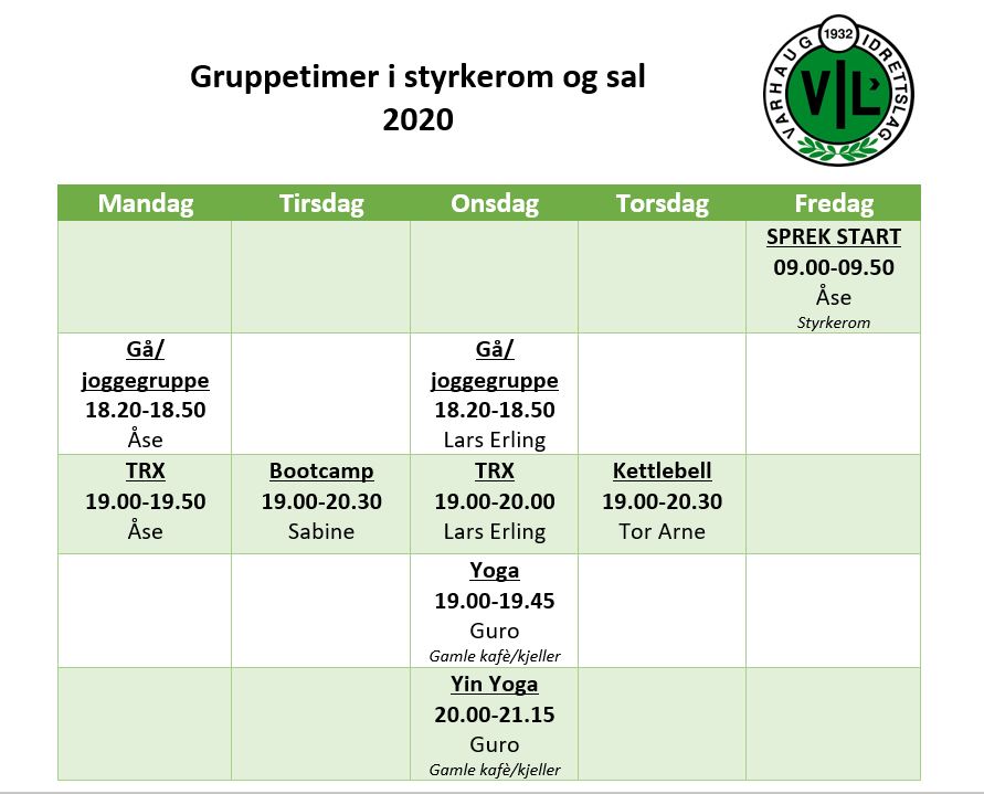 Gruppetimer vår 2020 Gruppetimer vår 2020