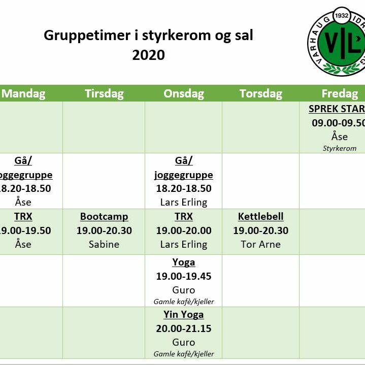 Gruppetimer vår 2020 Gruppetimer vår 2020