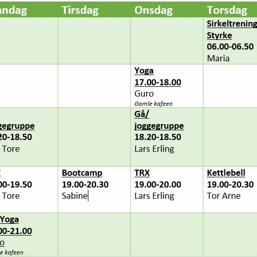 Timeplan fra okt 2019 Timeplan fra okt 2019